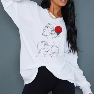 Oversized Long Sleeve Line Art