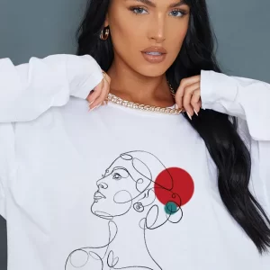 Oversized Long Sleeve Line Art